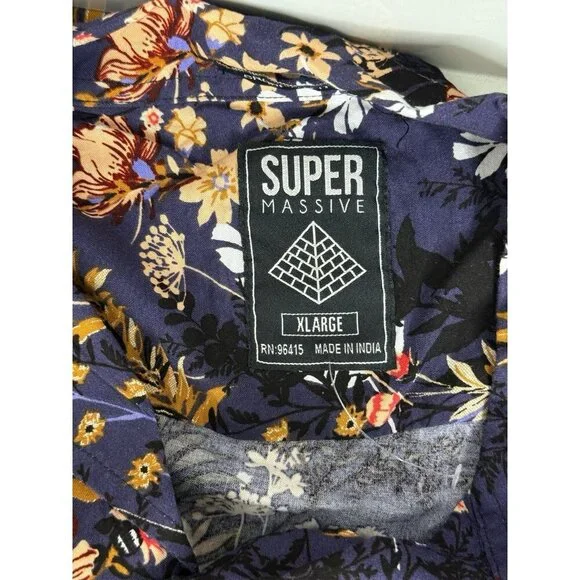 Super Massive Shirt Men's XL Floral Harvest Short Sleeve Crop Fit​ - Picture 5 of 7